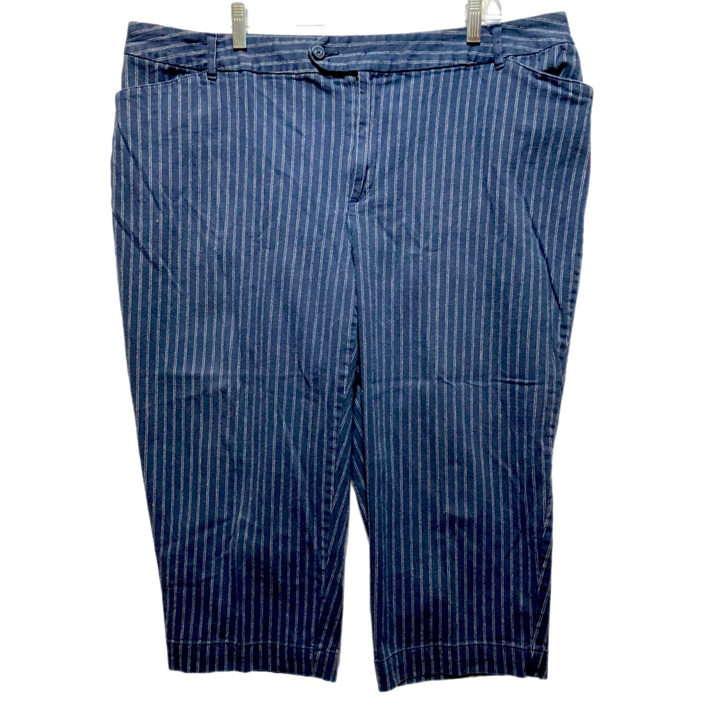 St. John's Bay Plus 22W Striped Denim Stretch Capri Pants 12039